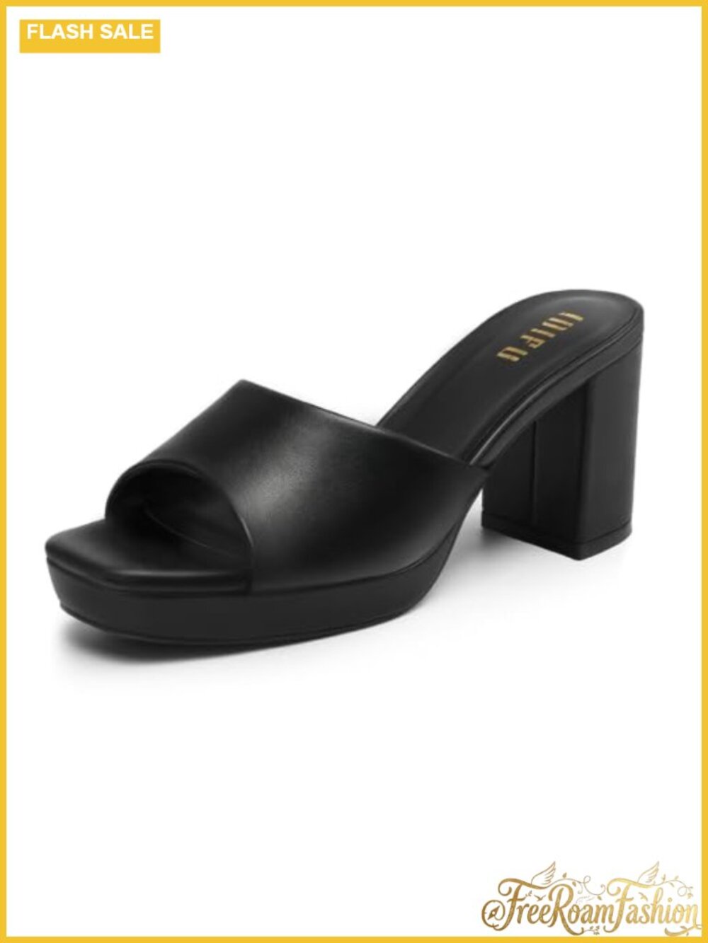 Women's Platform Block Heel Mule Sandals Square Open Toe Slip On